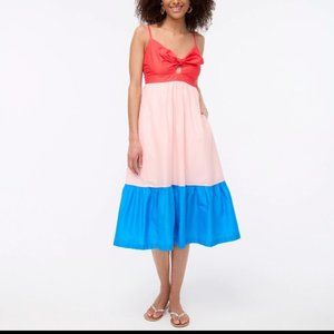J.Crew Factory Colorblock Tie-Front Cutout Midi Dress